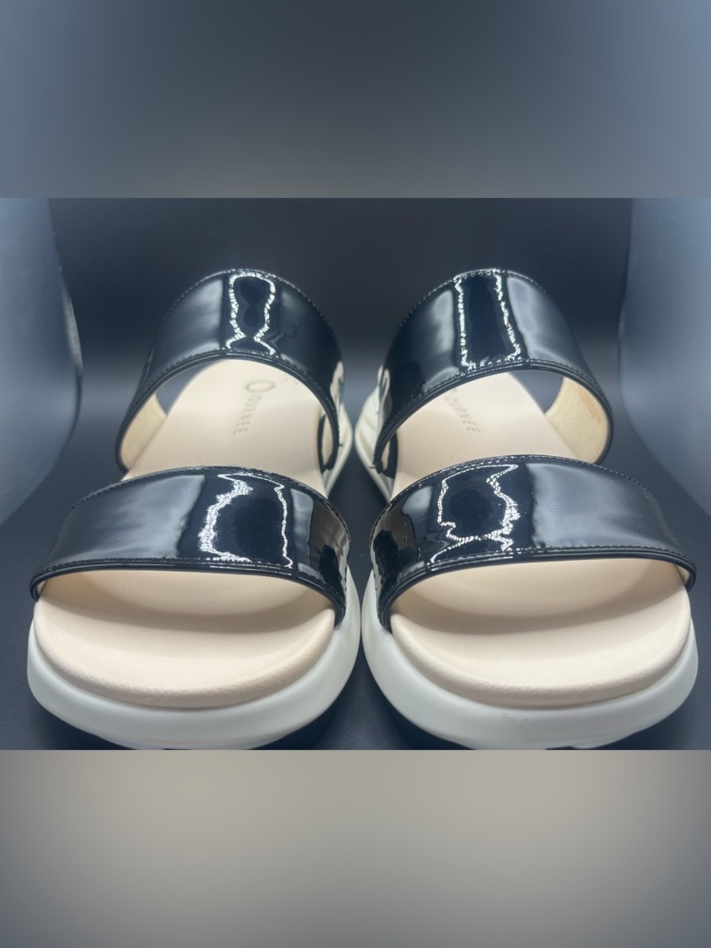 Journee Collection Janis Wedge Black Patent Women’s Sandals Size 7.5 - Picture 3 of 12